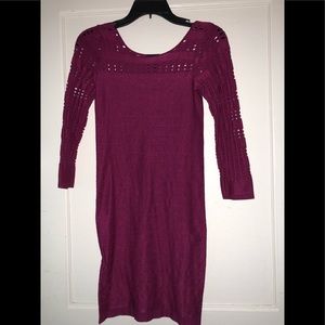 Bebe Burgundy stretchy long sleeve dress